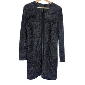 Talbots Long Sleeve Knit Sweater Dress with Front Dual Zipper Black